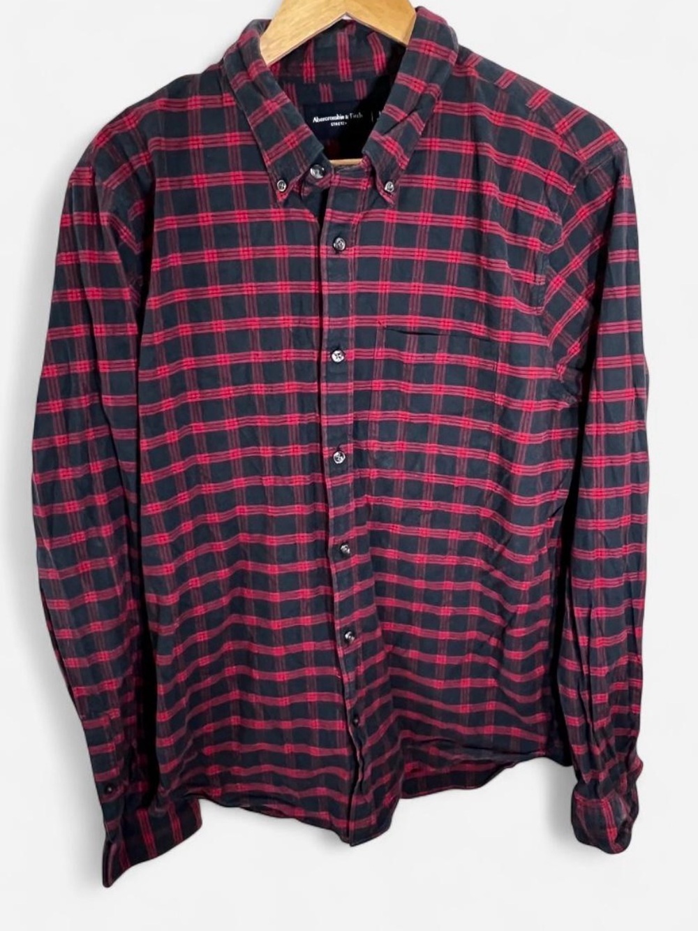Abercrombie & Fitch Red and Black Plaid Button-Down Shirt